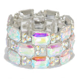 95475, RECTANGLE RHINESTONE ACCENT EVENING STRETCH BRACELET, WEDDING, BRIDAL, PROM
