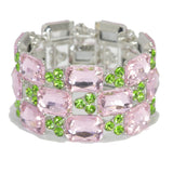 95475, RECTANGLE RHINESTONE ACCENT EVENING STRETCH BRACELET, WEDDING, BRIDAL, PROM