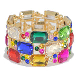 95475, RECTANGLE RHINESTONE ACCENT EVENING STRETCH BRACELET, WEDDING, BRIDAL, PROM