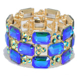 95475, RECTANGLE RHINESTONE ACCENT EVENING STRETCH BRACELET, WEDDING, BRIDAL, PROM