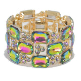 95475, RECTANGLE RHINESTONE ACCENT EVENING STRETCH BRACELET, WEDDING, BRIDAL, PROM