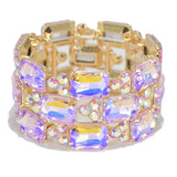 95475, RECTANGLE RHINESTONE ACCENT EVENING STRETCH BRACELET, WEDDING, BRIDAL, PROM
