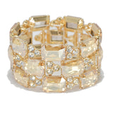 95475, RECTANGLE RHINESTONE ACCENT EVENING STRETCH BRACELET, WEDDING, BRIDAL, PROM