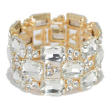 95475, RECTANGLE RHINESTONE ACCENT EVENING STRETCH BRACELET, WEDDING, BRIDAL, PROM