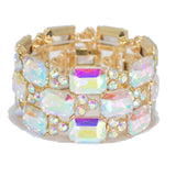 95475, RECTANGLE RHINESTONE ACCENT EVENING STRETCH BRACELET, WEDDING, BRIDAL, PROM