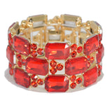 95475, RECTANGLE RHINESTONE ACCENT EVENING STRETCH BRACELET, WEDDING, BRIDAL, PROM