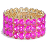 95476, OVAL RHINESTONE ACCENT EVENING STRETCH BRACELET, WEDDING, BRIDAL, PROM