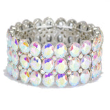 95476, OVAL RHINESTONE ACCENT EVENING STRETCH BRACELET, WEDDING, BRIDAL, PROM