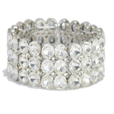 95476, OVAL RHINESTONE ACCENT EVENING STRETCH BRACELET, WEDDING, BRIDAL, PROM