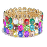 95476, OVAL RHINESTONE ACCENT EVENING STRETCH BRACELET, WEDDING, BRIDAL, PROM