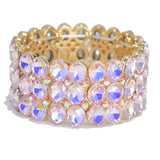 95476, OVAL RHINESTONE ACCENT EVENING STRETCH BRACELET, WEDDING, BRIDAL, PROM