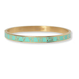 95478, ROMAN NUMERAL ENAMEL STAINLESS STEEL OPEN BANGLE BRACELET