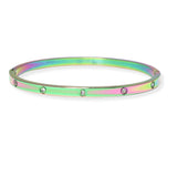 95480, RHINESTONE ACCENT STAINLESS STEEL BANGLE BRACELET