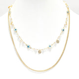 95488, DAINTY EVIL EYE ACCENT DOUBLE LAYERED NECKLACE