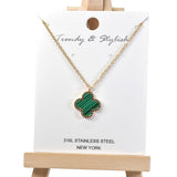 95524, CLOVER CHARM STAINLESS STEEL PENDANT NECKLACE
