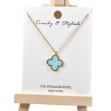 95524, CLOVER CHARM STAINLESS STEEL PENDANT NECKLACE