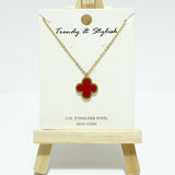 95524, CLOVER CHARM STAINLESS STEEL PENDANT NECKLACE