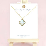 95524, CLOVER CHARM STAINLESS STEEL PENDANT NECKLACE