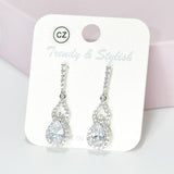95530, CUBIC ZIRCONIA WITH PAVE RHINESTONE EARRING