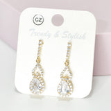 95530, CUBIC ZIRCONIA WITH PAVE RHINESTONE EARRING