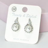 95534, PEARL WITH CUBIC ZIRCONIA EARRING