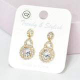 95537, ROUND CUBIC ZIRCONIA WITH PAVE RHINESTONE EARRING