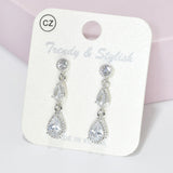 95540, TEARDROP CUBIC ZIRCONIA DANGLE EARRING