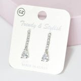 95541, TEARDROP CUBIC ZIRCONIA DROP EARRING