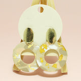 95551, GOLD GLITTER ACCENT ROUND CLAY RUBBER EARRING