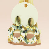 95551, GOLD GLITTER ACCENT ROUND CLAY RUBBER EARRING