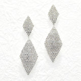 95561, GEOMETRIC PAVE RHINESTONE EVENING EARRING, WEDDING, BRIDAL, PROM