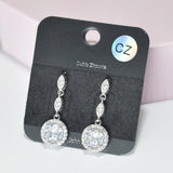 95563, ROUND CUBIC ZIRCONIA DROP DANGLE EARRING