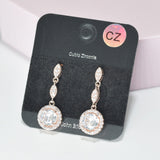 95563, ROUND CUBIC ZIRCONIA DROP DANGLE EARRING