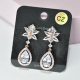 95565, TEARDROP CUBIC ZIRCONIA ACCENT DANGLE EARRING