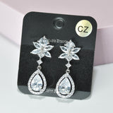 95565, TEARDROP CUBIC ZIRCONIA ACCENT DANGLE EARRING