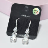 95566, TEARDROP CUBIC ZIRCONIA ACCENT DANGLE EARRING