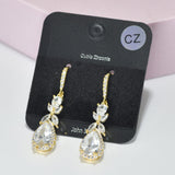95566, TEARDROP CUBIC ZIRCONIA ACCENT DANGLE EARRING