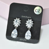 95568, TEARDROP CUBIC ZIRCONIA ACCENT DANGLE EARRING