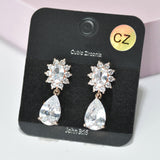 95568, TEARDROP CUBIC ZIRCONIA ACCENT DANGLE EARRING