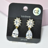 95568, TEARDROP CUBIC ZIRCONIA ACCENT DANGLE EARRING