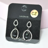 95571, TEARDROP CUBIC ZIRCONIA ACCENT DANGLE EARRING