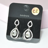 95571, TEARDROP CUBIC ZIRCONIA ACCENT DANGLE EARRING