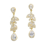 95574, CUBIC ZIRCONIA WITH PAVE RHINESTONE DANGLE EARRING