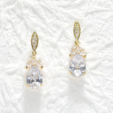 95583, TEARDROP CUBIC ZIRCONIA ACCENT DANGLE EARRING