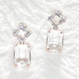 95585, RECTANGLE CUBIC ZIRCONIA DANGLE EARRING
