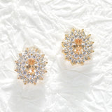 95586, OVAL CUBIC ZIRCONIA ACCENT STUD EARRING