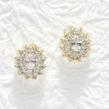 95586, OVAL CUBIC ZIRCONIA ACCENT STUD EARRING