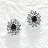 95586, OVAL CUBIC ZIRCONIA ACCENT STUD EARRING