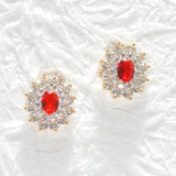 95586, OVAL CUBIC ZIRCONIA ACCENT STUD EARRING