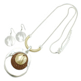 95590, FAUX LEATHER ACCENT LONG PENDANT NECKLACE